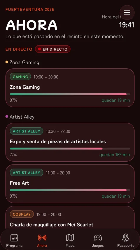 Captura de la app: Qué pasa ahora